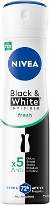 Spray antitranspirante preto e branco fresco, 150 ml