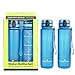 2 Pack (1liter/33ounces each) Sports Water Bottles by Survivor Filter. Tritan Material, Eco-Friendly, Leak Proof, Flip Top Lid, Wrist Straps and Hydration Reminder. For Cycling, Gym and Outdoors.