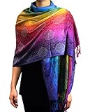 NYFASHION101 Elegant Colorful Paisley Soft Pashmina Scarf Shawl Wrap NBH1401Y - Rainbow 14