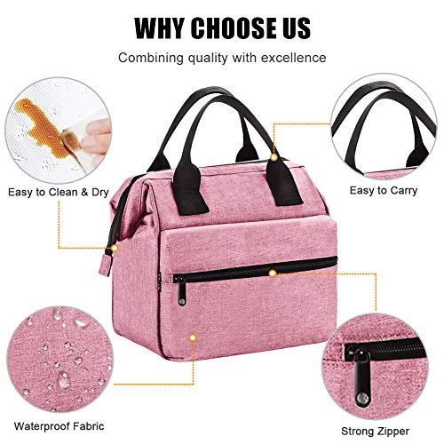 Srise Lunch Box Insulated Lunch Bag For Men & Women Meal Prep Lunch Tote Boxes (Red pink)