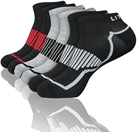 LITERRA Men’s 6 Pack Running Athletic Cushion Low Cut Socks Performance No Show Sport Sock