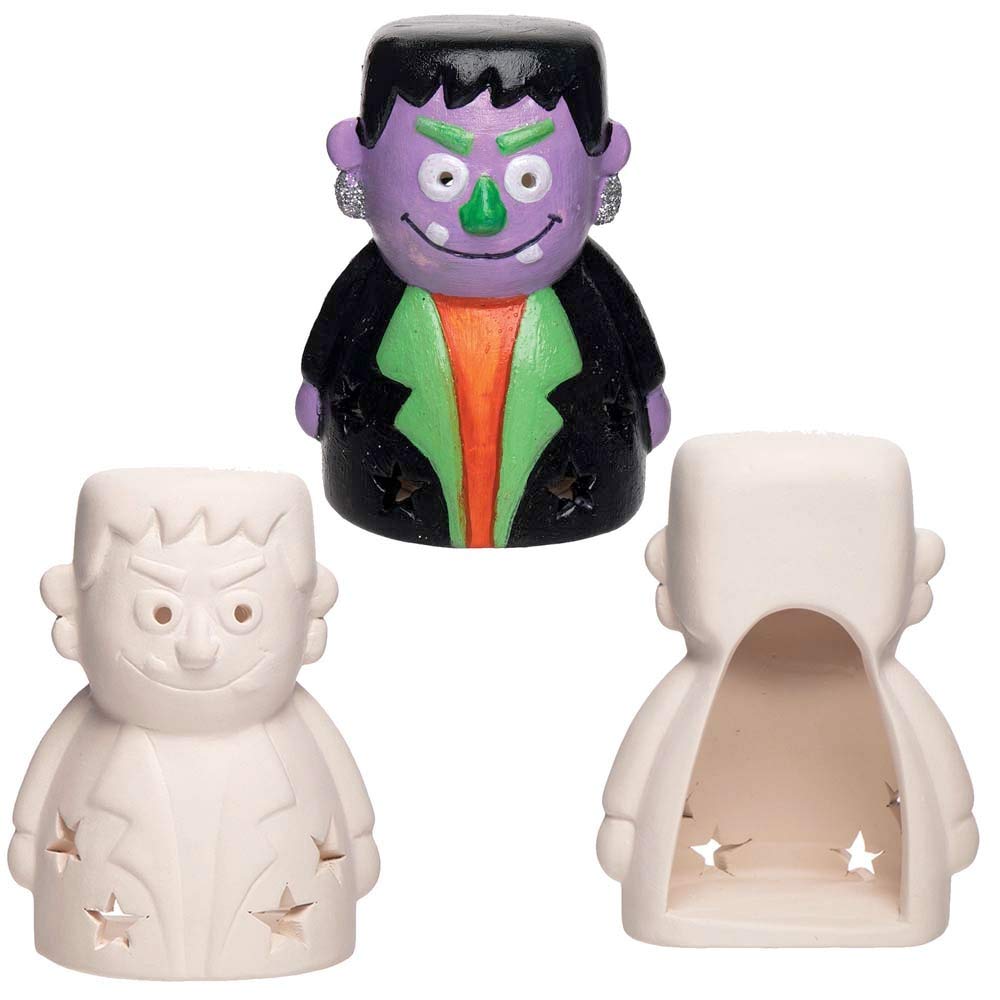 Baker Ross AX238 Halloween Ceramic Tealight Holders - Pack of 3, Decorate and Display for Halloween Decorations, Ideal Kids Arts and Crafts Project