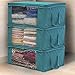 Sorbus Foldable Storage Bag Organizers, Large Clear Window & Carry Handles, Great for Clothes, Blankets, Closets, Bedrooms, and more (3-Pack, Aqua)