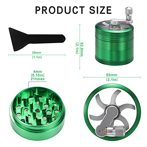 DCOU Hand Cranked Premium Herb Grinder Unbreakable Aluminum Grinder for