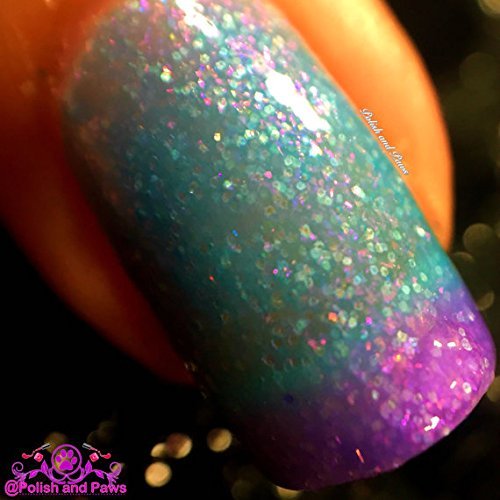 Ombre Color Changing Thermal Nail Polish - FREE SHIPPING - "Avalanche"- Blue to Purple Glittery-Temperature Changing - 0.5 oz Full Sized Bottle - Thumbnail 4