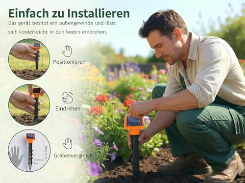 Mole Repeller Pack of 2 Mole Repellent Dual Solar Mole Repellent for Garden Vole Repellent IP54 Waterproof Against Vole & Mole