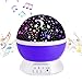 Projection Lamp Music Light Rechargeable Stars Projector Warm Night Lamp,Rotating and Changing 9 Colorful Light With 12 Soft Songs,Best Lamp for Babies Children, Nursery room Purple