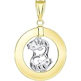Jewelry America 14k Two-Tone Gold Open Circle Zodiac Sign Pendant