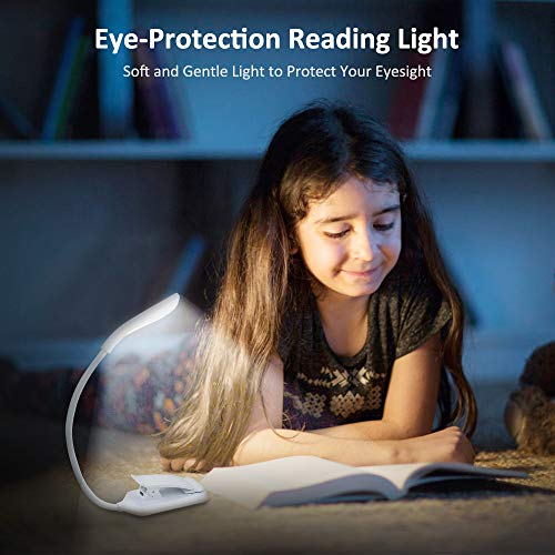 Reading Light, Bovon 360° Flexible Clip on Book Light, 7 LED 3-Level Brightness (Warm & Cool), USB Rechargeable, Touch Switch, Eye Care Mini Night Reading Lamp for Bed, Desk, E-Reader, etc - Thumbnail 2