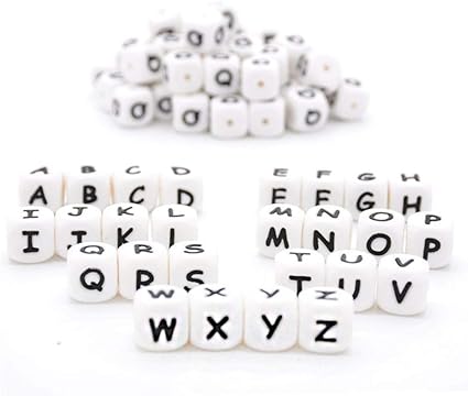Alphabet En Silicone 26 Lettre Perles De Cube De Dentition Pour Bebe 12mm 60pcs Pour Diy Chaine De Sucette Anneau De Dentition Pour Bebe Collier Bracelet Amazon Fr Cuisine Maison