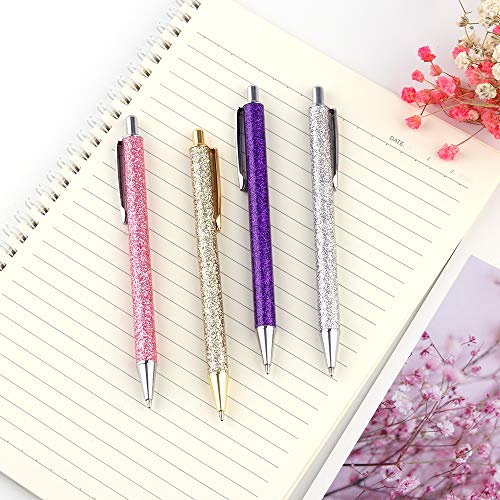 Ballpoint Pens, Retractable Black Ink Pens, (1.00 mm) Medium Point Ball Pen for Office Stationery Pack Of 4 Pens and Refills (Click Pens - 4 Pack)