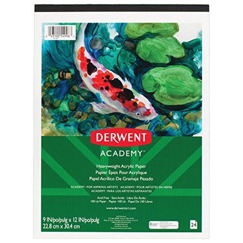 DerwentAcademy Paper Pad, Heavyweight, Acrylic, 24 Sheets, 9" x 12" (54996)