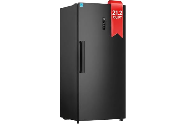 Upstreman 21.2 Cu.Ft. Convertible Upright Freezer, Large Capacity, Energy Star, Frost Free, Digital Touch Control Panel, Black Stainless-UF212