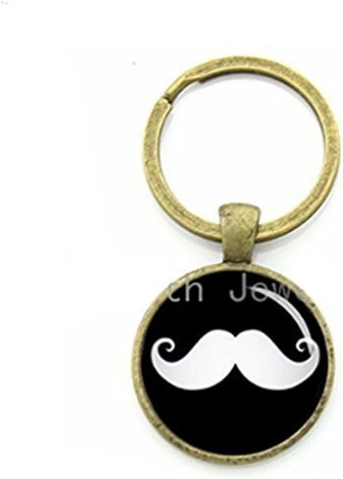 Mustache key chain classic gentlemen beard pattern art keychain mens jewelry