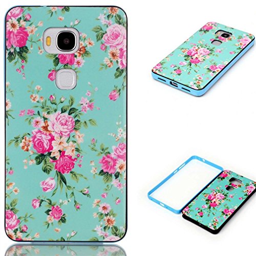 Huawei Honor 5X Silicone Case,Honor X5 Smart Cover,Slim Lightweight 2in1 Huawei 5X Cases TPU Inner Skin and Hard PC Anti Scratches Protective Cover for Huawei Honor X5 Skin-rose