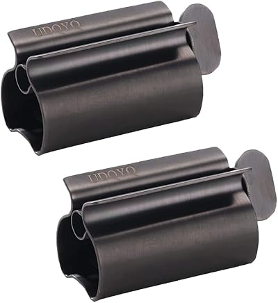 UDQYQ Toothpaste Squeezer 2 Pack - Stainless Steel Tube Wringer Matte Black