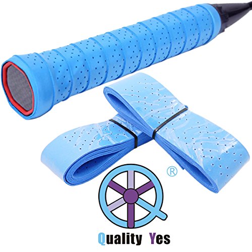 QY 2Pack Widened Perforated Super Absorbent Tennis Racket Overgrip Anti Slip Badminton Racket Tape Wrap Table Tennis Racket Tape, Dark Blue