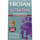 Trojan Condom Sensitivity Ultra Thin Spermicidal, 12 Count
