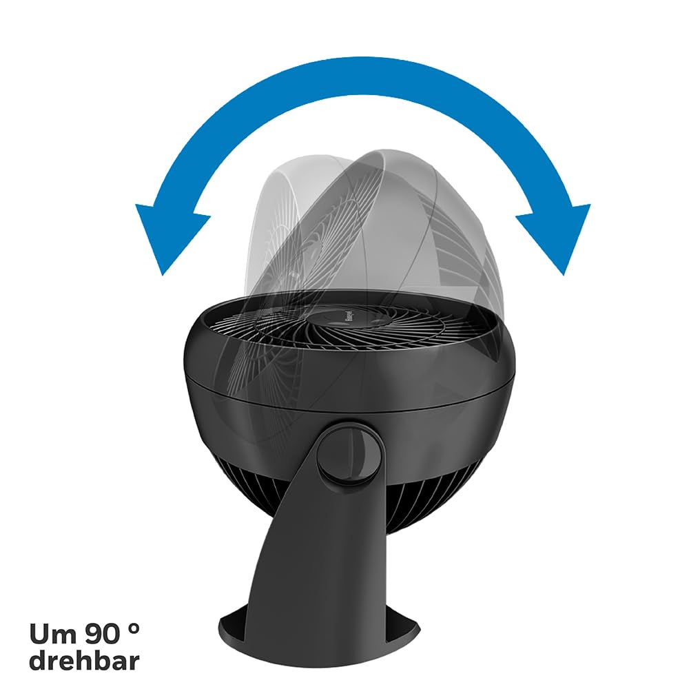 Honeywell TurboForce Turbo-Ventilator (Geräuscharme Kühlung, verstellbarer Neigungswinkel bis zu 90°, 3 Geschwindigkeitseinstellungen, Wandmontage, Tischventilator) HT900E, Schwarz 5