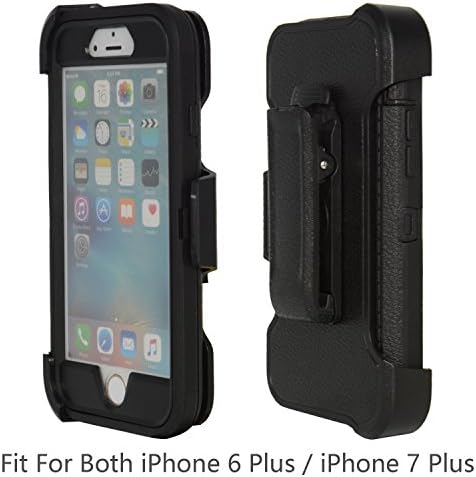 For iPhone 8Plus &amp; 7Plus,iPhone 6S Plus case(5.5 inch), Chanroy Heavy Duty DefenderShockproof Dirtproof Protective Case Cover with bulit-in screen protector + 1 Belt Clip Holster(Black on Black)