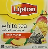 Lipton Tea White Tea Pyramid Mango & Peach, 18-count (Pack of3)