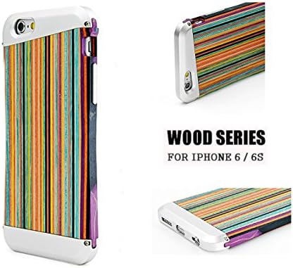 iPhone 6 Case/iPhone 6s Cover-LEAPCOVER Unique Design Made by Wood & Aluminum, Premium Natural Handmade Wood Phone cover Perfect Fit for iPhone 6,iPhone 6s (4.7 in-ch, 1 package) (PIN Rainbow)