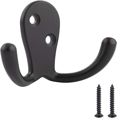 Amazon Basics Curved Robe Hook 5 Pack Matt Black 1 in Fixture Width