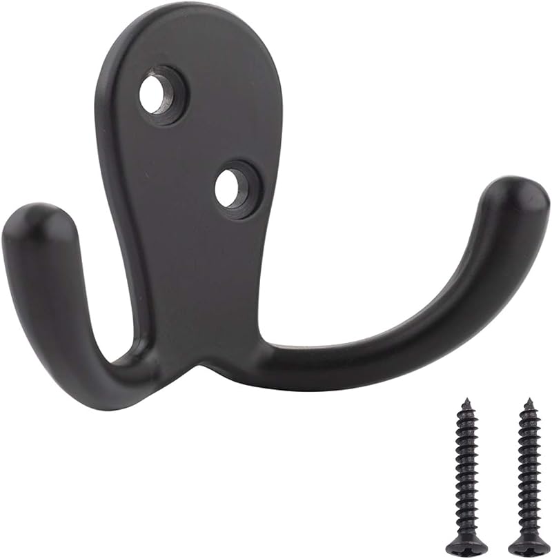 Amazon Basics Curved Robe Hook 5 Pack Matt Black 1 in Fixture Width