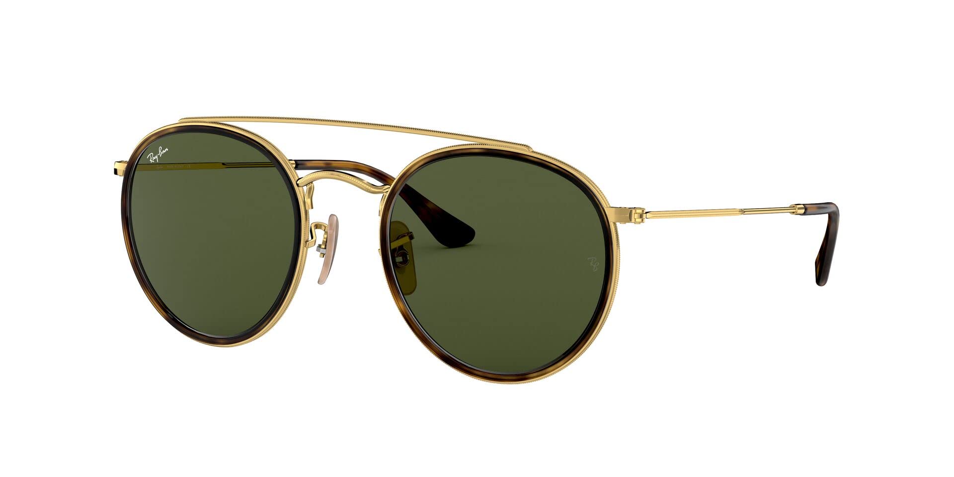 Photo 1 of Ray-Ban RB3647N Double Bridge Round Sunglasses, Gold/G-15 Green, 51 mm + 1