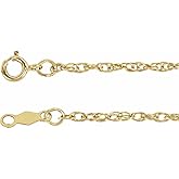 Sonia Jewels Solid 14k Yellow Gold 1.5mm Rope Chain Necklace 18"