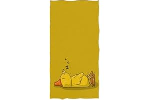 ZzWwR Cute Lazy Sleeping Duck Soft Highly Absorbent Guest Large Home Decorative Hand Towels Multipurpose for Bathroom, Hotel, Gym and Spa (16 x 30 Inches,Yellow)