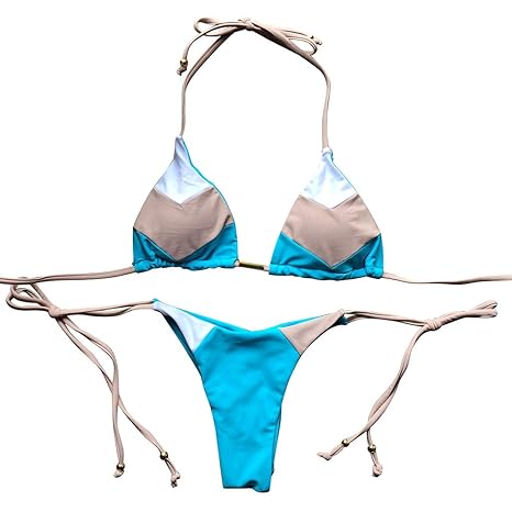 QingJiu Damen Push-Up Gepolstertes Bikini-Set, Mode Hot Stamp Sport Bademode(S-L)