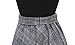 Tanming Women's Elastic Waist Belted Wool Blend Check Plaid Midi Skirt (Medium, Blue)