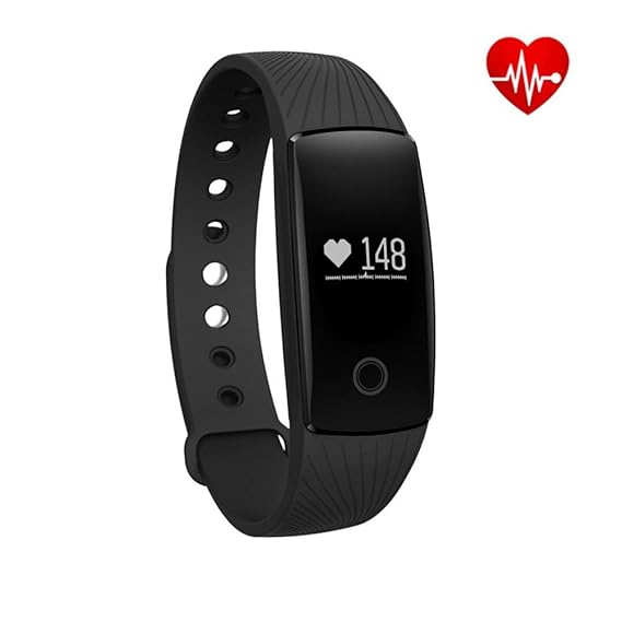 ID107 iTontek® Bluetooth Smart Wrist Watch Sport Bracelet w/ Heart Rate Monitor Fitness Tracker for Android iOS Smartphone (BLACK)