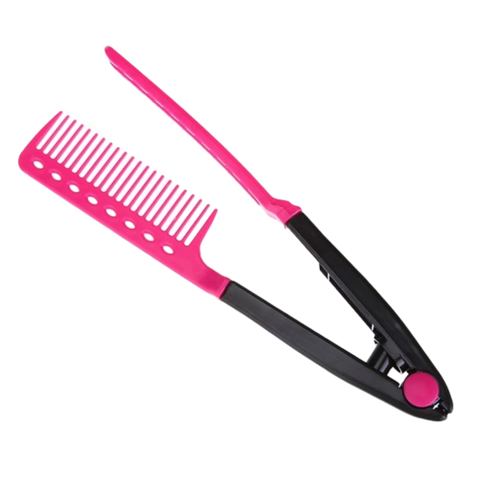 Portable Hair Straightening Comb Haircut Anti-static V Shape Comb & Haircut Clip​​ Hairdressing Styling Tools(Rose red)