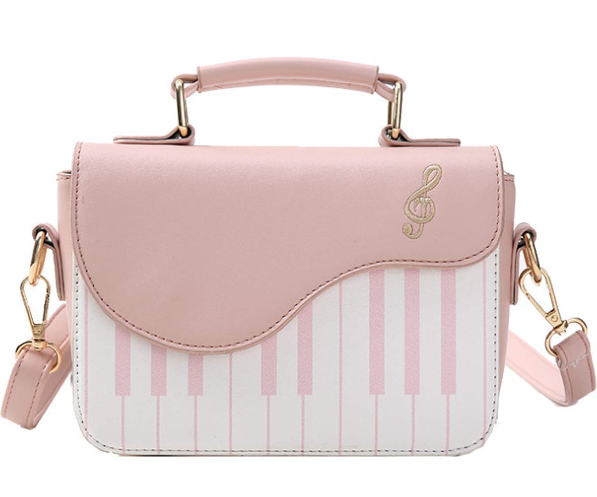 Rullar Women Girl Fashion Small Shoulder Crossbody Bag Piano Key Top-Handle Handbag Satchel Tote Purse Pink