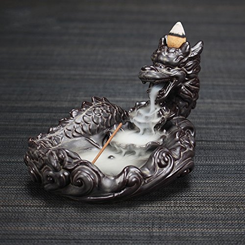 Moumou Ceramic Incense Holder Incense Burner Backflow Censer (16cm Dragon)