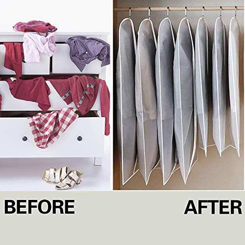 Refrze Moth Proof Garment Bags,Garment Cover,8 Pack Clear Garment Bags