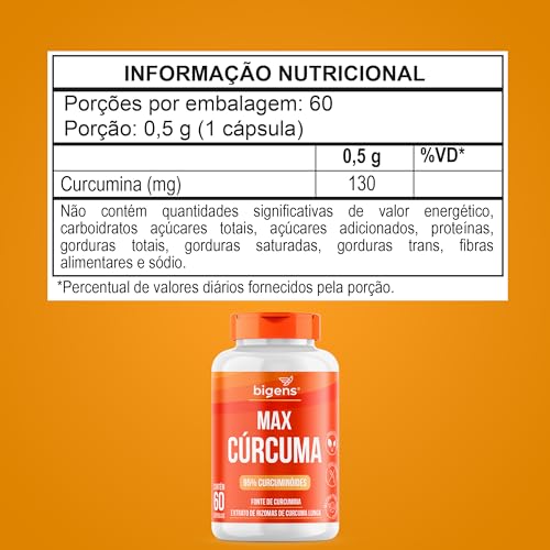 Max Cúrcuma, 95% Curcuminóides, Curcumina, Biogens, Kit 2 x 60 Cápsulas