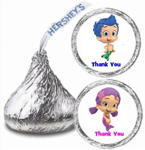 216 Bubble Guppie Birthday Hershey Kisses Stickers Party Favors