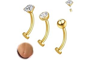 14G Floating Belly Button Rings Navel Piercing Jewelry for Women 8mm/10mm/12mm/14mm Flat Back Titanium Belly Piercing