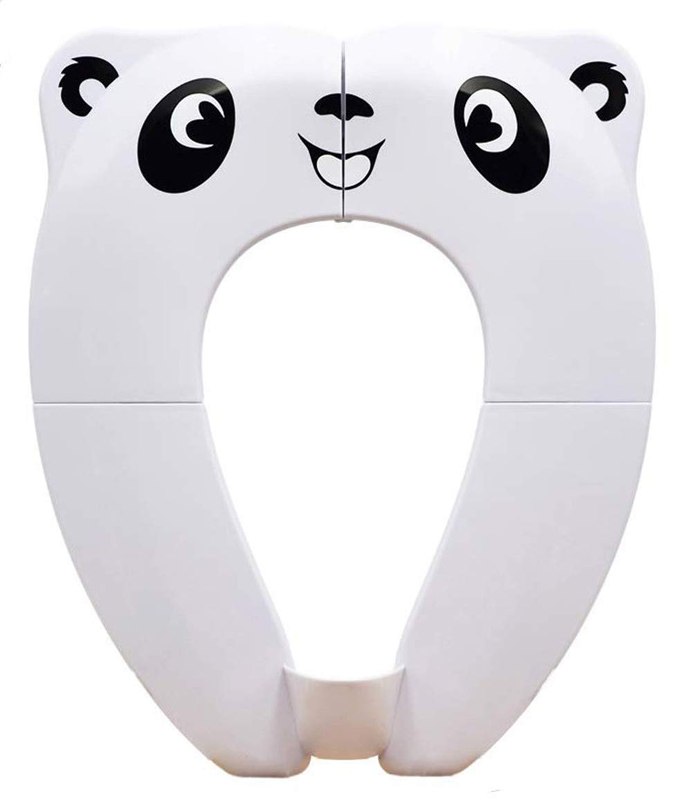 [Upgrade Version] Foldable Potty Seat - RIGHTWELL Travel Toilet Seat, Toilet Training Seat Portable Toilet Seat Toddler PP Material with Carry Bag (White)