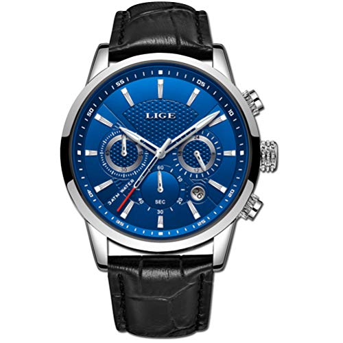 LIGE-Relojes-Hombre-Moda-Deportes-Analogicos-Cuarzo-Relojes-Azul-Relojes-Hombre-Impermeable-Militar-Cronografo-Relojes