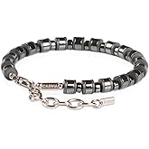 Casvia Hematite Mens Bracelet with Chakra and Protective Bracelet with Stainless Steel Adjustable Chain Mens Jewelry Ideal for Yourself, Your Father and Your Friends.