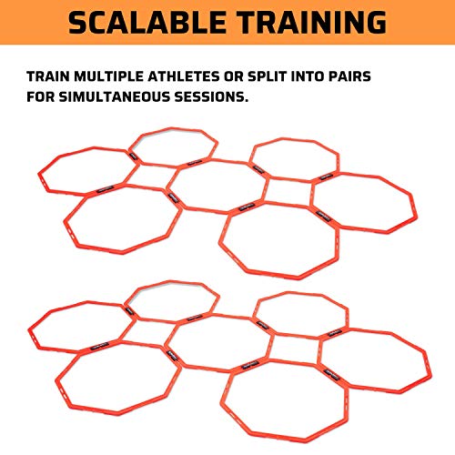OCT-X PRO 12 Octagon 24" Agility Rings / Agility Grid Training for Foot Speed, Vertical Jumping, Soccer, Football, Baseball, Basketball / Exercise Ladder Training Set / Drill Guide & E-Book - Thumbnail 4