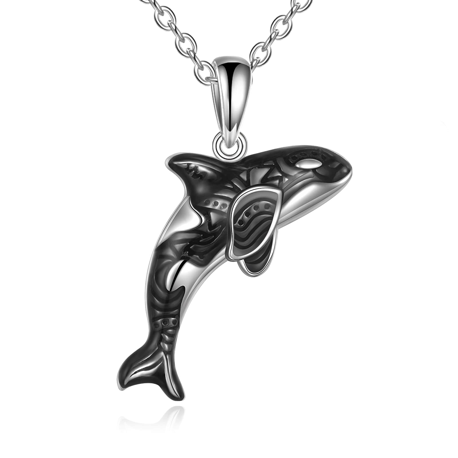 POPLYKE Killer Whale Necklace Sterling Silver Orca Pendant Ocean Orca Jewellery Gifts for Women Men