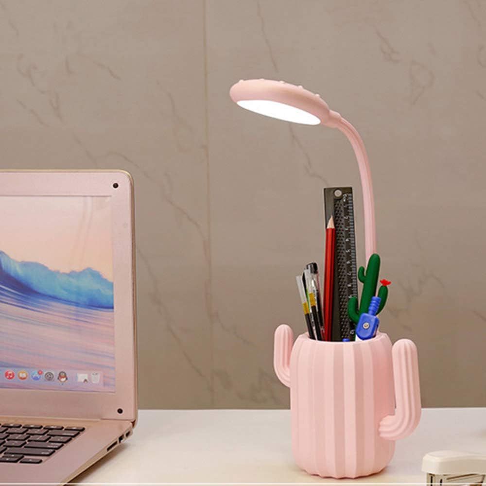 Led Cactus Desk Lamp With Pen Holder 3 Kinds Of Brightness Table Lamp Eye Protection Not Flash Screen Touch Switch Reading Lamp Mini Bedroom Office Night Light Pink Amazon Com