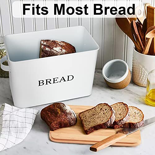 Extra Large White Bread box Vertical Vintage Metal Bread Bin With Lid