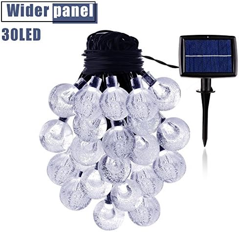 String Lights Solar Power 20 Feet with 30 LED Crystal Ball Super Bright Waterproof Indoor Outdoor for Christmas Garden Home Party Wedding Holiday Decorations(Cool White)