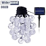String Lights Solar Power 20 Feet with 30 LED Crystal Ball Super Bright Waterproof Indoor Outdoor for Christmas Garden Home Party Wedding Holiday Decorations(Cool White)